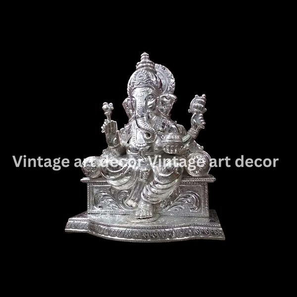 ganesha silver art by vintage art and decor