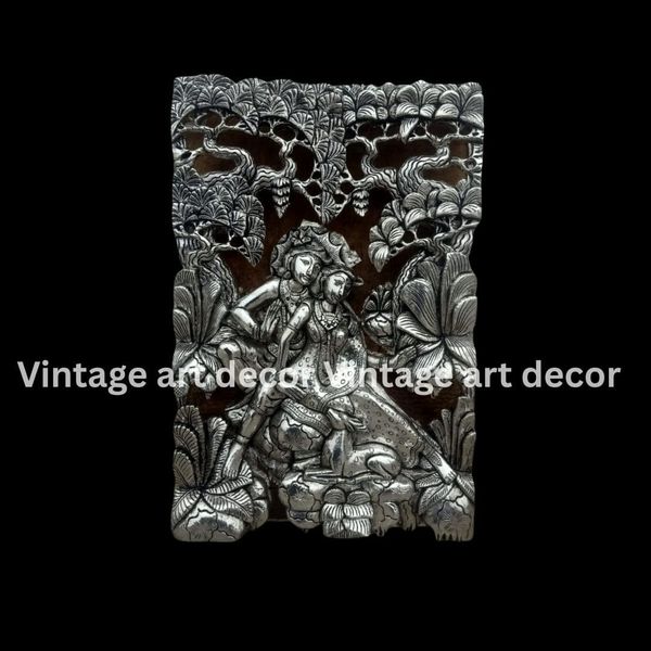 A Mesmerising art of Radha Krishna by vintage art decor.
