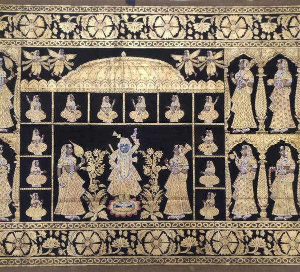 Luxury Golden Shreenathji Fabric Artwork