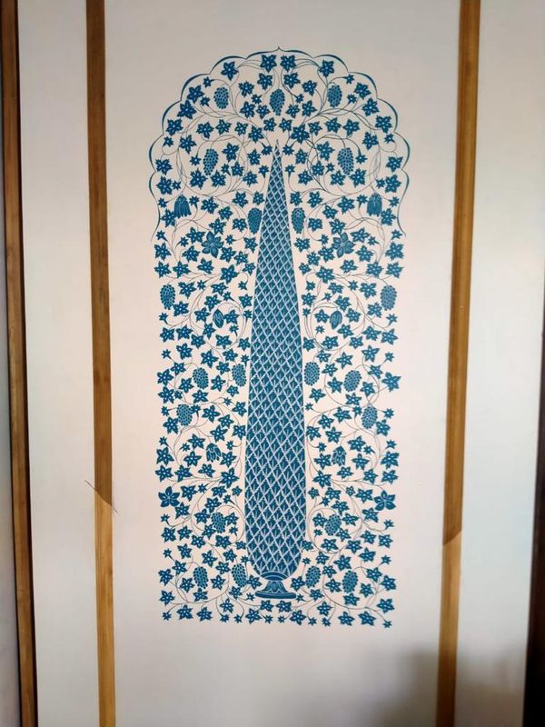 detailed blue floral artwork