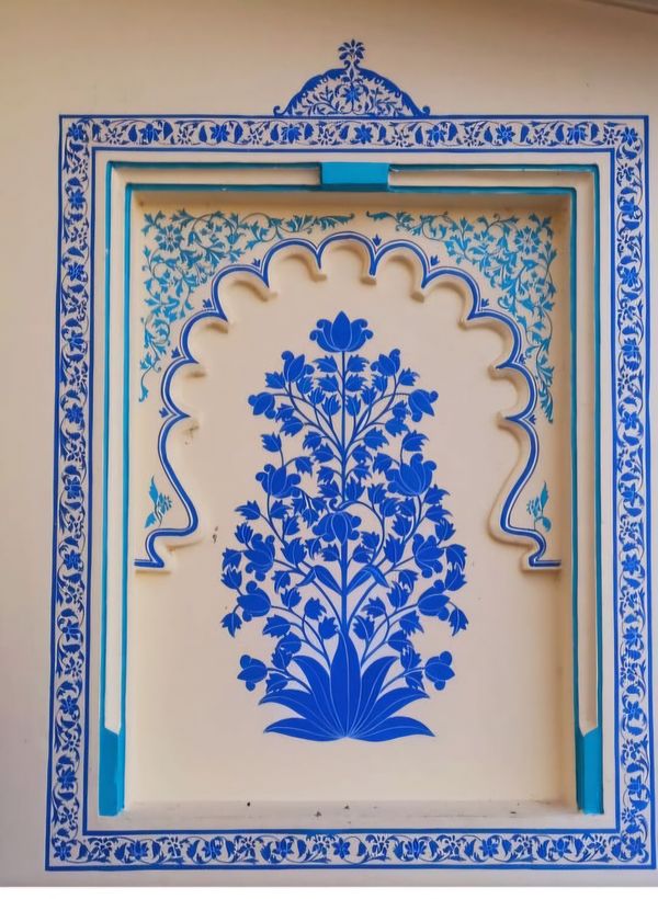 Royal Blue Floral Work with elegant Borderwork