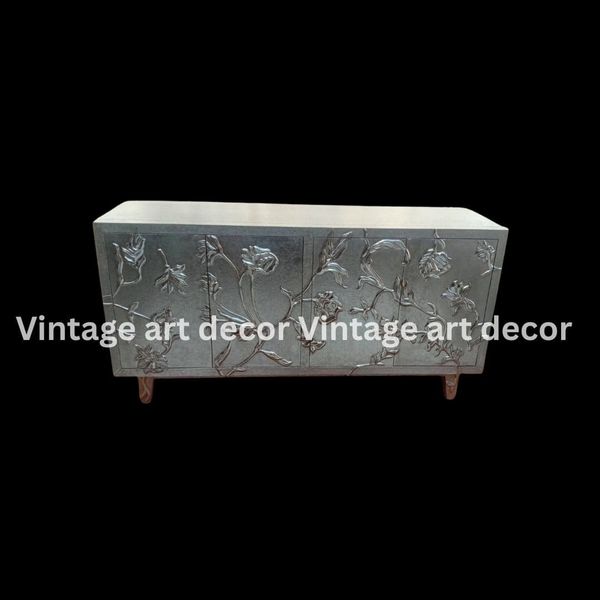silver themed storage box vintage art decor