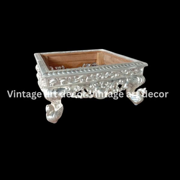 silver themed tray by vintage art decor